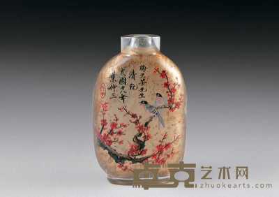 民国 内画料花鸟纹鼻烟壶 高7.2cm